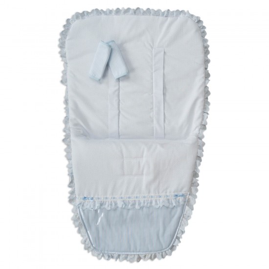 Colchoneta|Funda Silla con Cubre Arnés Line Celeste|Originalbaby Colchoneta|Funda Silla con Cubre Arnés Line Celeste