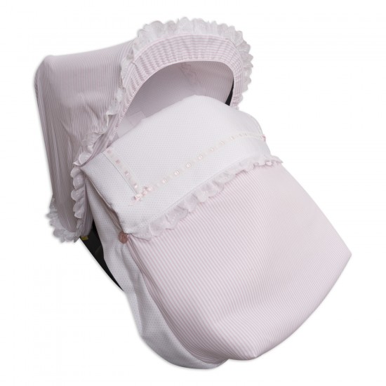 Saco Grupo 0 o Maxicosi con Capota y Cubre Arnés Line Rosa|Originalbaby Saco Grupo 0 o Maxicosi con Capota y Cubre Arnés Line Rosa
