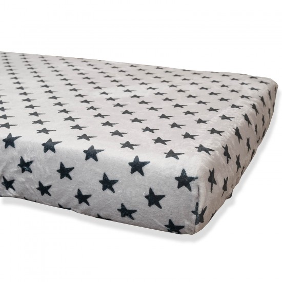 Coraline Gray Fitted Sheet Black Stars Mini Crib 70x50