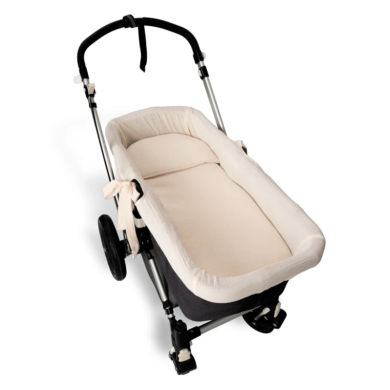 Set Capazo Tres Piezas Muselina Beige Set Capazo Tres Piezas Muselina Beige