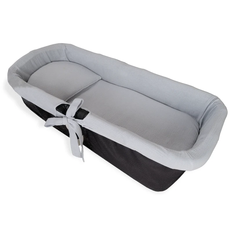 Set Capazo Tres Piezas Muselina Gris Set Capazo Tres Piezas Muselina Gris