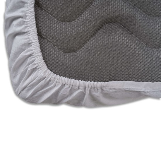 100% Cotton Fitted Sheet, Adjustable with Elastic Bands (White, Cot 60 x 120)
