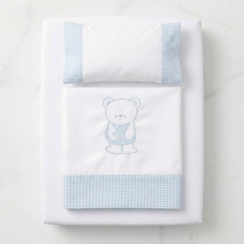 Juego de Sábanas de Cuna 60 x 120 Teddy Celeste Juego de Sábanas de Cuna 60 x 120 Teddy Celeste