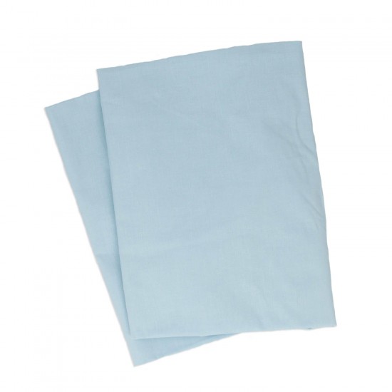 Set of 2 Fitted Crib Sheets 60 x 70 in Light Blue color. 100% Cotton. Adjustable with rubber bands.