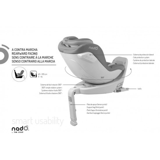 Silla de auto I-Size NADÒ Grupo 0+/I Isofix Litography Black de Be Cool|Originalbaby Silla de auto I-Size NADÒ Grupo 0+/I Isofix Litography Black de Be Cool