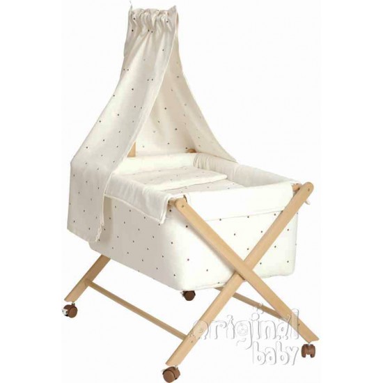 Minicuna de madera tijera Lucía Chocobeige (NO INCLUYE DOSEL)|Originalbaby Minicuna de madera tijera Lucía Chocobeige (NO INCLUYE DOSEL)