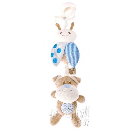 Sonajero de paseo con pinza perrito celeste|Originalbaby Sonajero de paseo con pinza perrito celeste