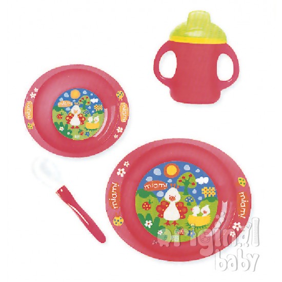 Nueva Vajilla 4piezas para Microondas Pajaritos Rojo|Originalbaby Nueva Vajilla 4piezas para Microondas Pajaritos Rojo