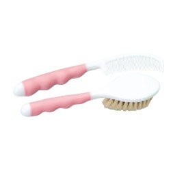 Natural bristle brush comb Saro pink