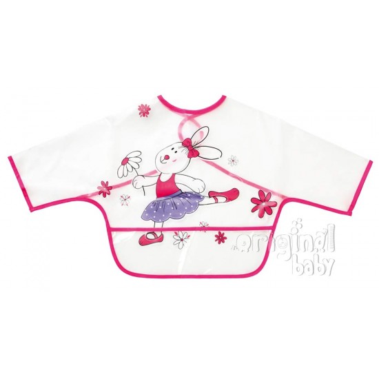 Babero con mangas y bolsa rosa|Originalbaby Babero con mangas y bolsa rosa