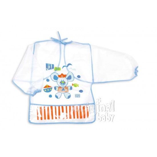 Babero de plástico con mangas Azul|Originalbaby Babero de plástico con mangas Azul