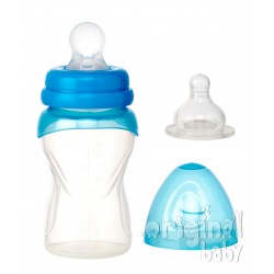Silicone baby bottle with spoon Blue