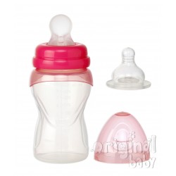 Silicone baby bottle with spoon Rosa