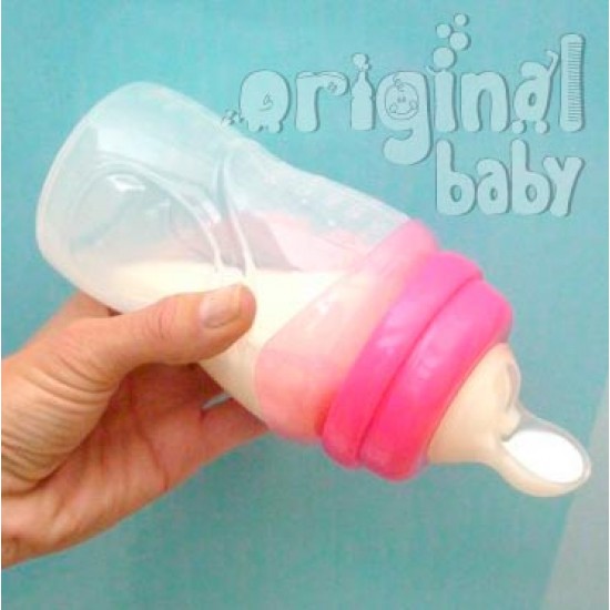 Biberón de silicona con cuchara Azul|Originalbaby Biberón de silicona con cuchara Azul