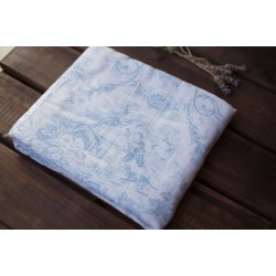 Muselina para bebé Toile de Jouy color Celeste