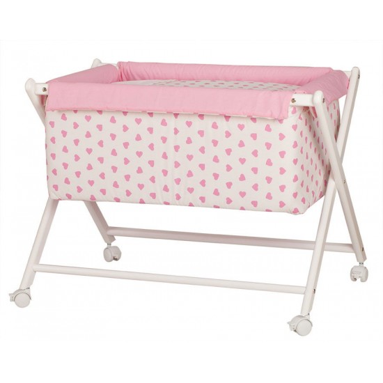 Minicuna Corazones rosa DOSEL NO INCLUIDO|Originalbaby Minicuna Corazones rosa DOSEL NO INCLUIDO