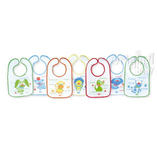 Conjunto Baberos 7 dias con velcro ( color de fondo blanco)|Originalbaby Conjunto Baberos 7 dias con velcro ( color de fondo blanco)