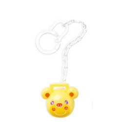 Protege chupete con cadena amarillo SARO