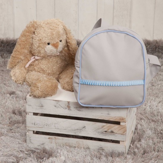 Mochila Guarderia poli piel Gris Azul|Originalbaby Mochila Guarderia poli piel Gris Azul