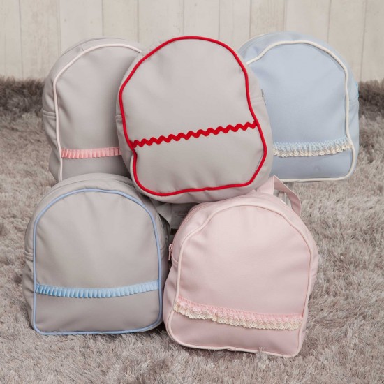 Mochila Guarderia poli piel Gris Rosa|Originalbaby Mochila Guarderia poli piel Gris Rosa