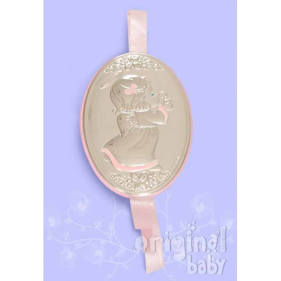 Medallón Angelito rosa de plata|Originalbaby Medallón Angelito rosa de plata