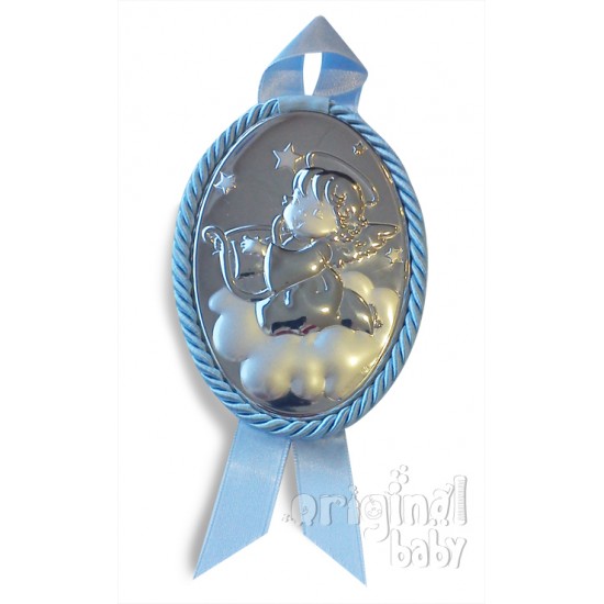 Medallón angelito con arpa celeste de plata musical|Originalbaby Medallón angelito con arpa celeste de plata musical