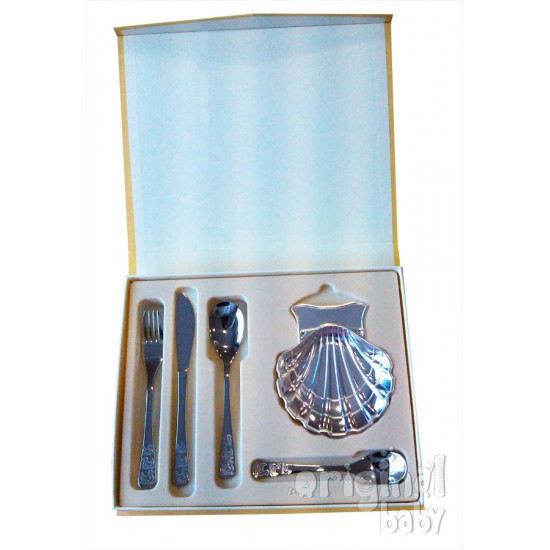 Estuche de 4 cubiertos y Concha|Originalbaby Estuche de 4 cubiertos y Concha