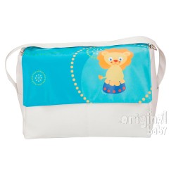 Bolso maternal de piel Leoncito turquesa